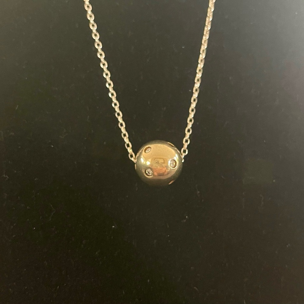 Sterling Silver Necklace w/ Gold-plated Bead 18” - Picture 4 of 4